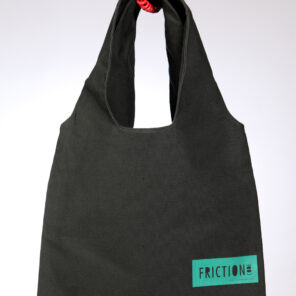 Dark green bag with green label