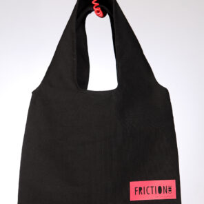 Black bag with red label