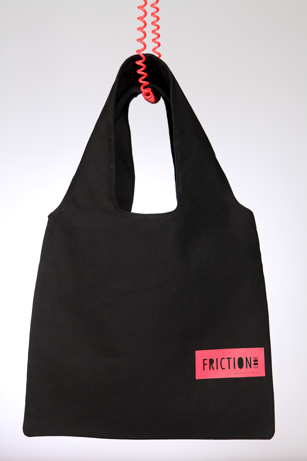 Black bag with red label Black bag with red label